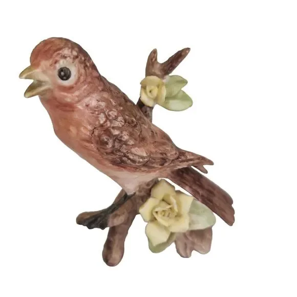 3 Schwabe Bird Figurines Multicolor  Handpainted Cardinal Wren Parakeet Signed - Picture 6 of 16